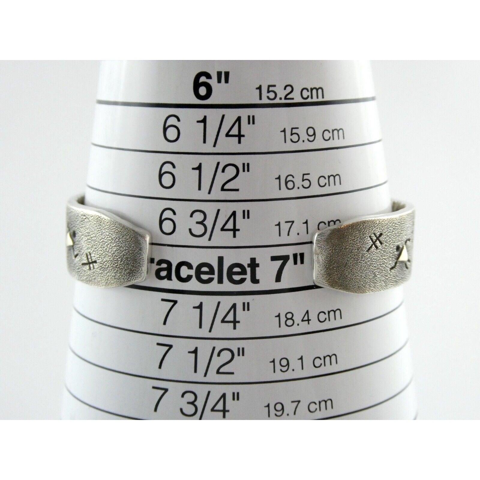 Kee Yazzie Sterling Silver and 14k Gold Petroglyph Cuff Bracelet NA Navajo 7 In