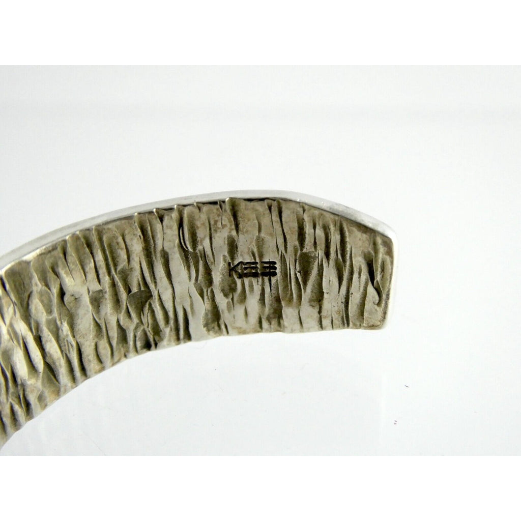 Kee Yazzie Sterling Silver and 14k Gold Petroglyph Cuff Bracelet NA Navajo 7 In