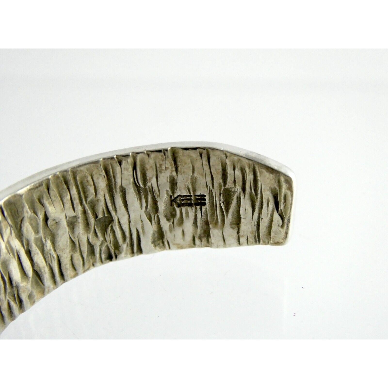 Kee Yazzie Sterling Silver and 14k Gold Petroglyph Cuff Bracelet NA Navajo 7 In
