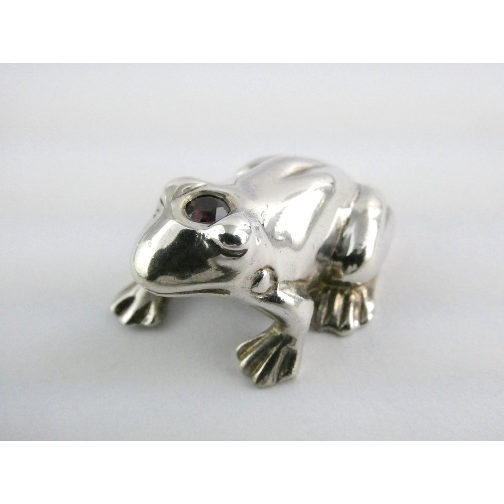 Vilmain and Klinger V+K Sterling Silver Garnet Gem Frog Miniature Figurine 21g