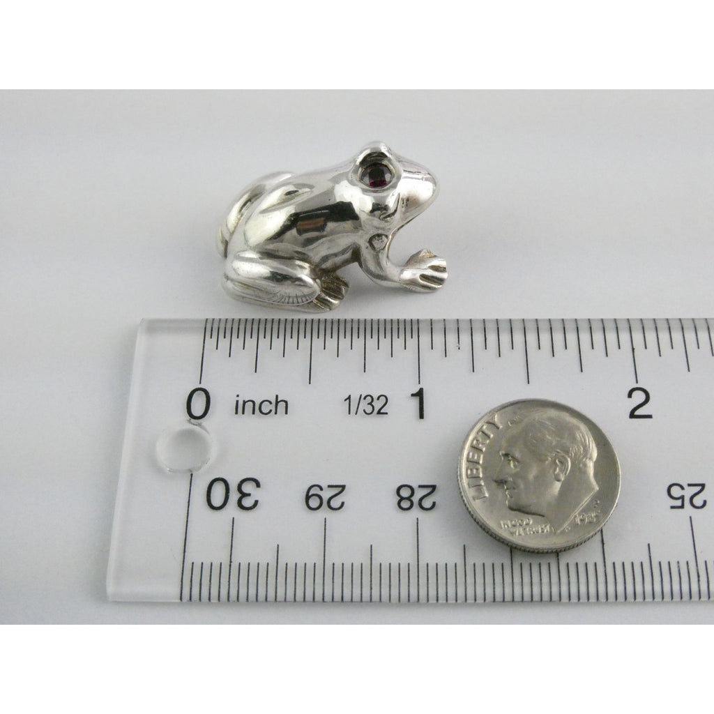 Vilmain and Klinger V+K Sterling Silver Garnet Gem Frog Miniature Figurine 21g