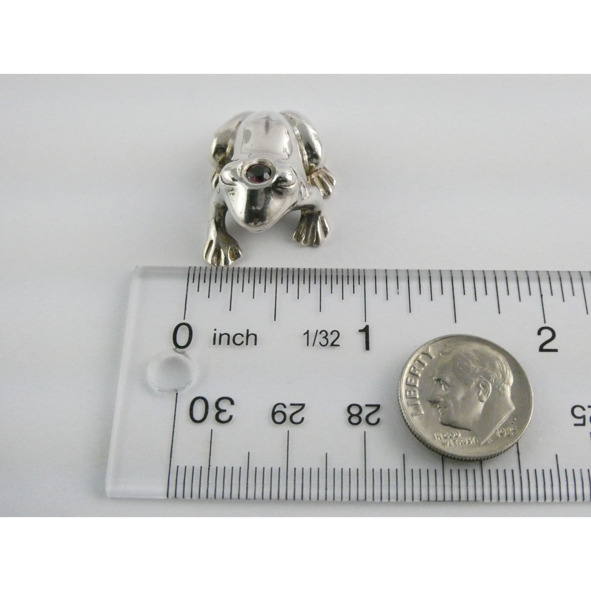 Vilmain and Klinger V+K Sterling Silver Garnet Gem Frog Miniature Figurine 21g