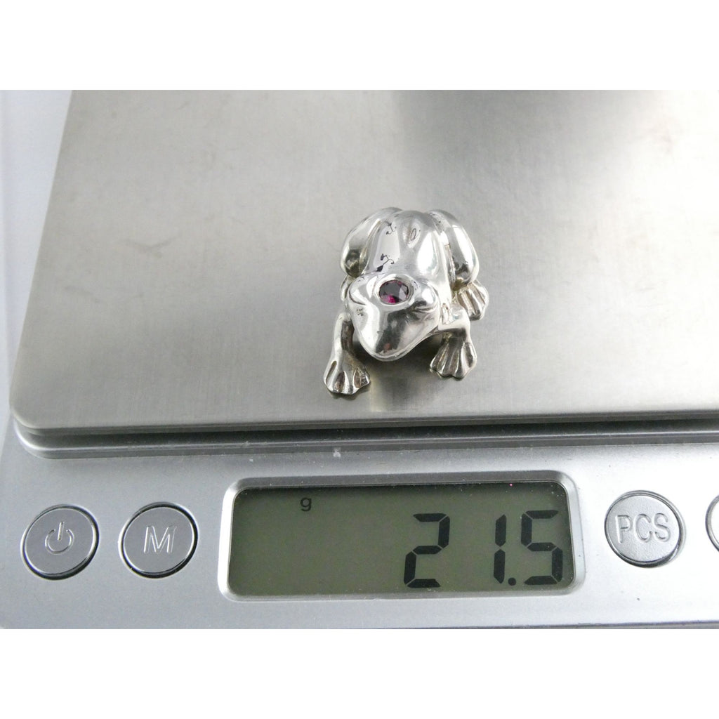 Vilmain and Klinger V+K Sterling Silver Garnet Gem Frog Miniature Figurine 21g
