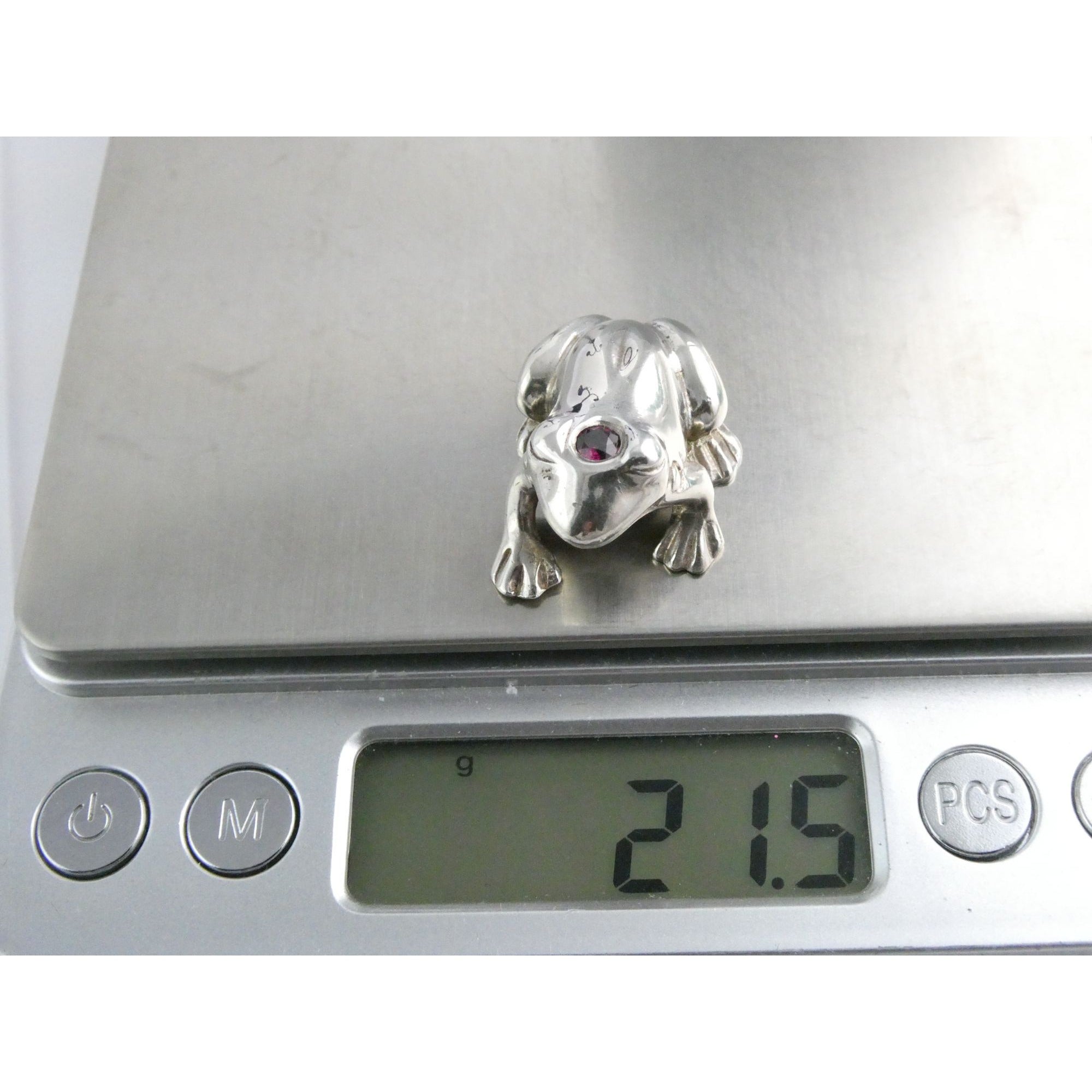 Vilmain and Klinger V+K Sterling Silver Garnet Gem Frog Miniature Figurine 21g