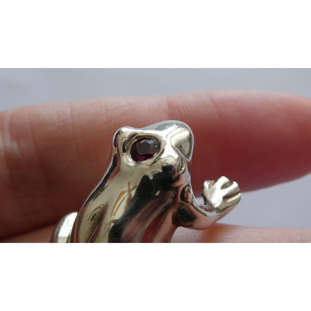 Vilmain and Klinger V+K Sterling Silver Garnet Gem Frog Miniature Figurine 21g