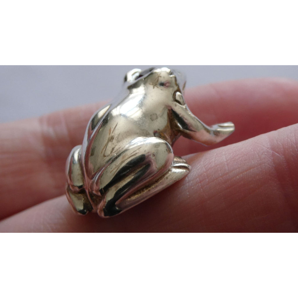 Vilmain and Klinger V+K Sterling Silver Garnet Gem Frog Miniature Figurine 21g