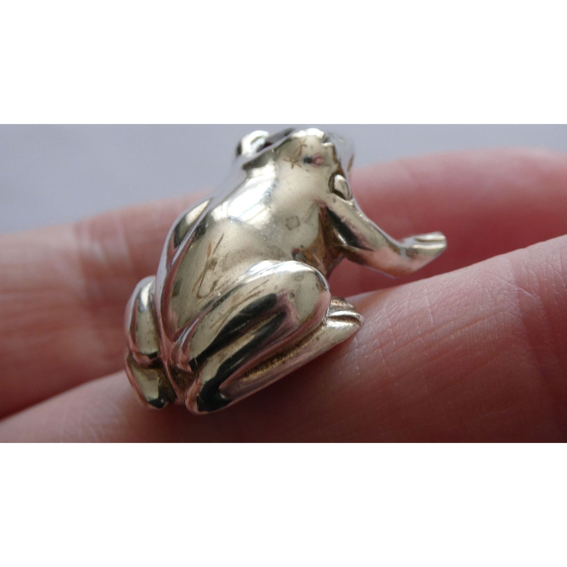 Vilmain and Klinger V+K Sterling Silver Garnet Gem Frog Miniature Figurine 21g