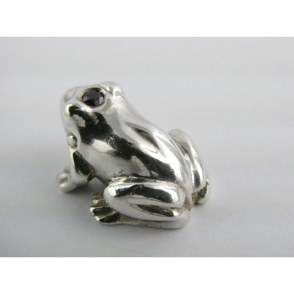 Vilmain and Klinger V+K Sterling Silver Garnet Gem Frog Miniature Figurine 21g