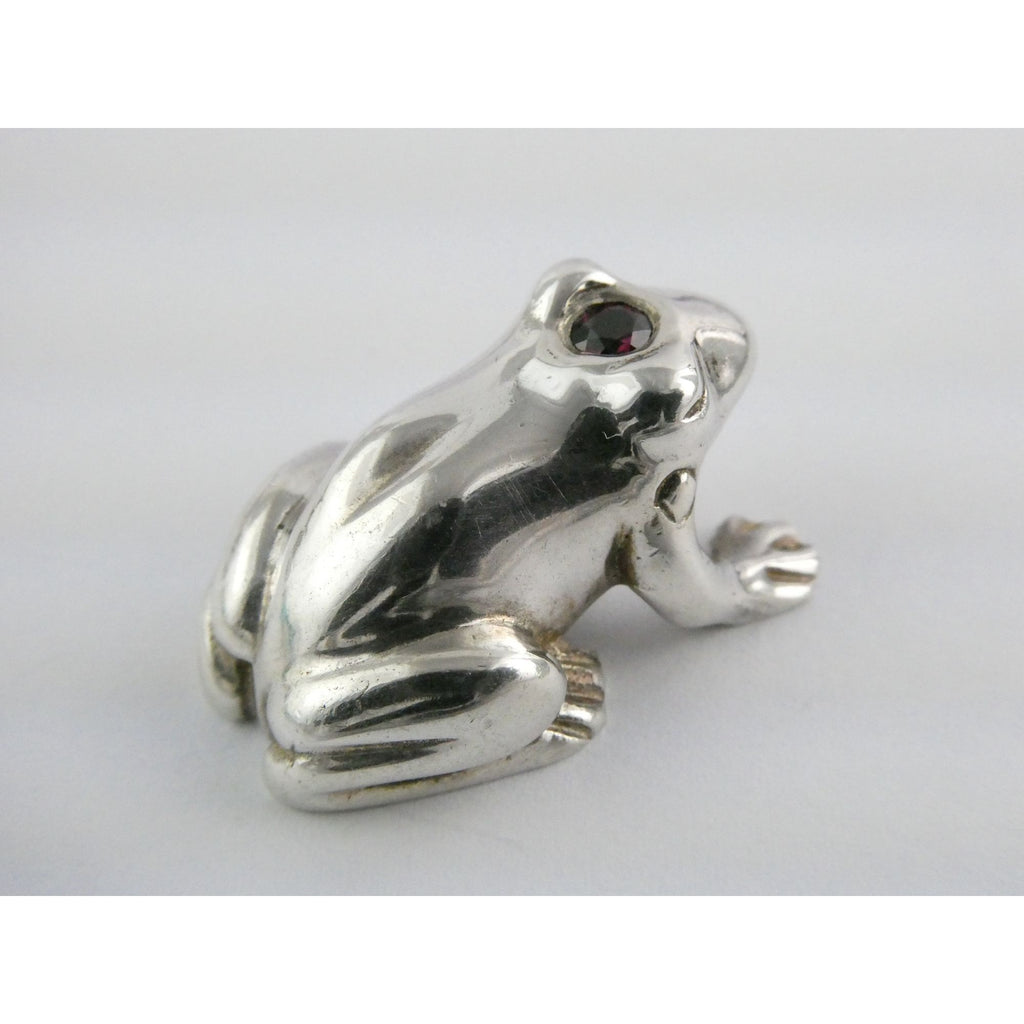 Vilmain and Klinger V+K Sterling Silver Garnet Gem Frog Miniature Figurine 21g