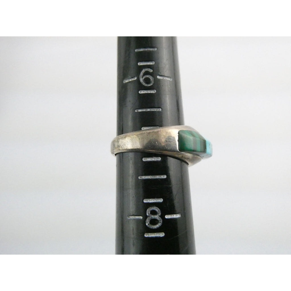 NA Navajo Chad Hoskie Sterling Silver Multi Gemstone Inlay Ring Size 6.75