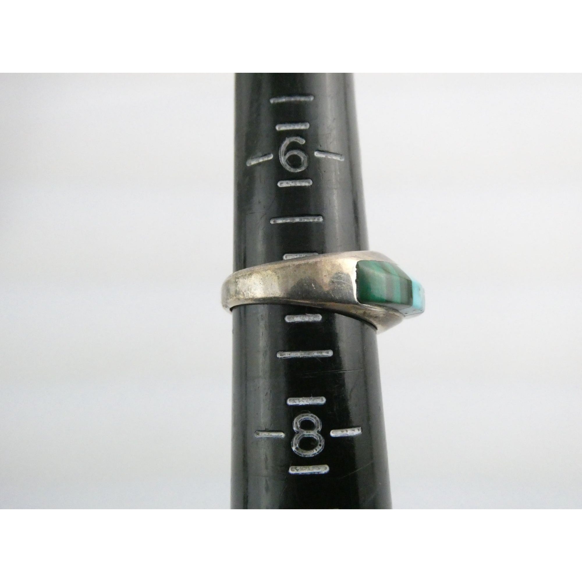 NA Navajo Chad Hoskie Sterling Silver Multi Gemstone Inlay Ring Size 6.75