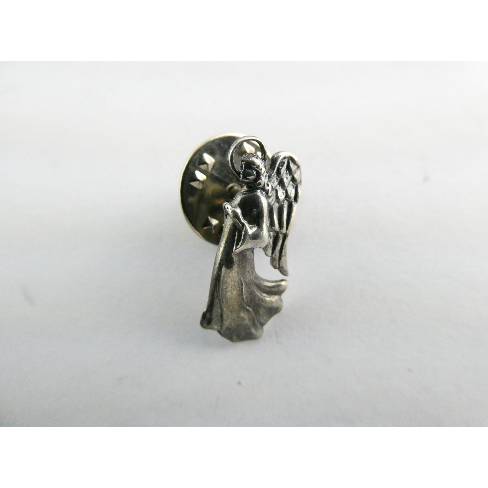 Vintage Sterling Silver Praying Guardian Angel Lapel Pin 1.7g 20mm Length
