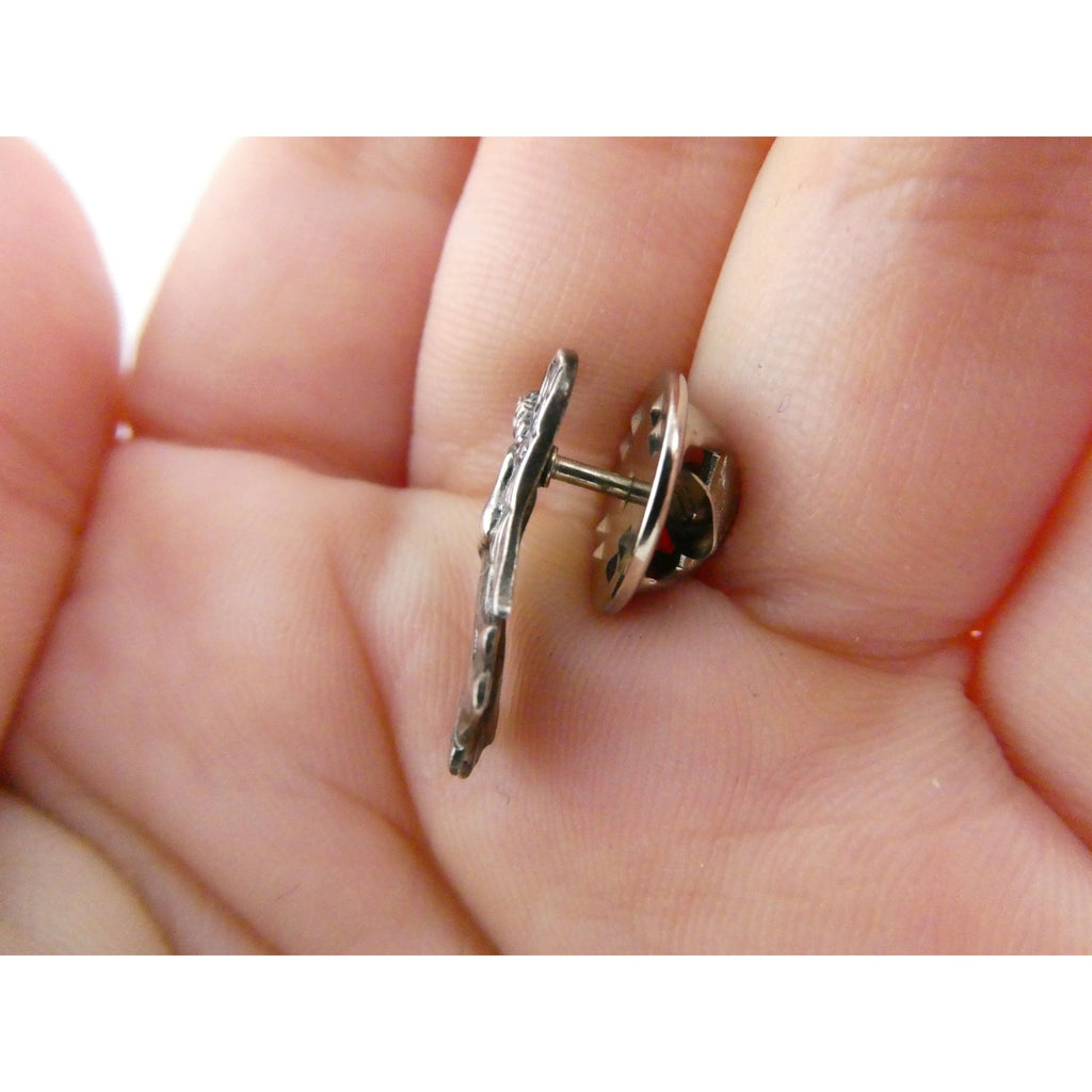 Vintage Sterling Silver Praying Guardian Angel Lapel Pin 1.7g 20mm Length