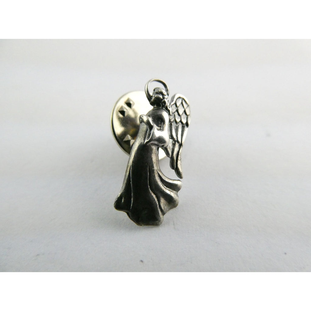 Vintage Sterling Silver Praying Guardian Angel Lapel Pin 1.7g 20mm Length