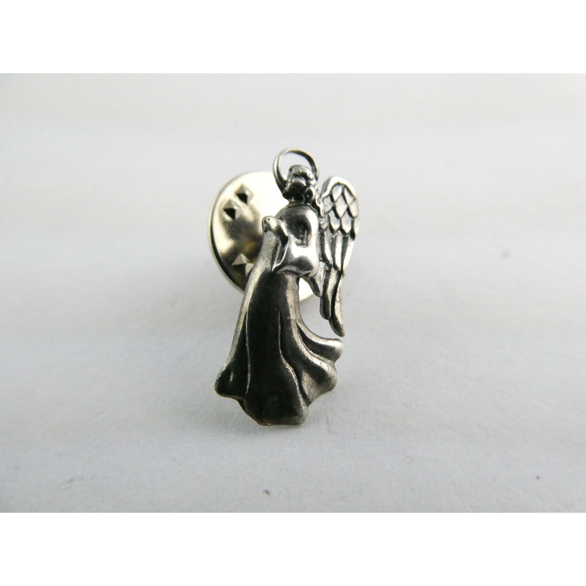 Vintage Sterling Silver Praying Guardian Angel Lapel Pin 1.7g 20mm Length