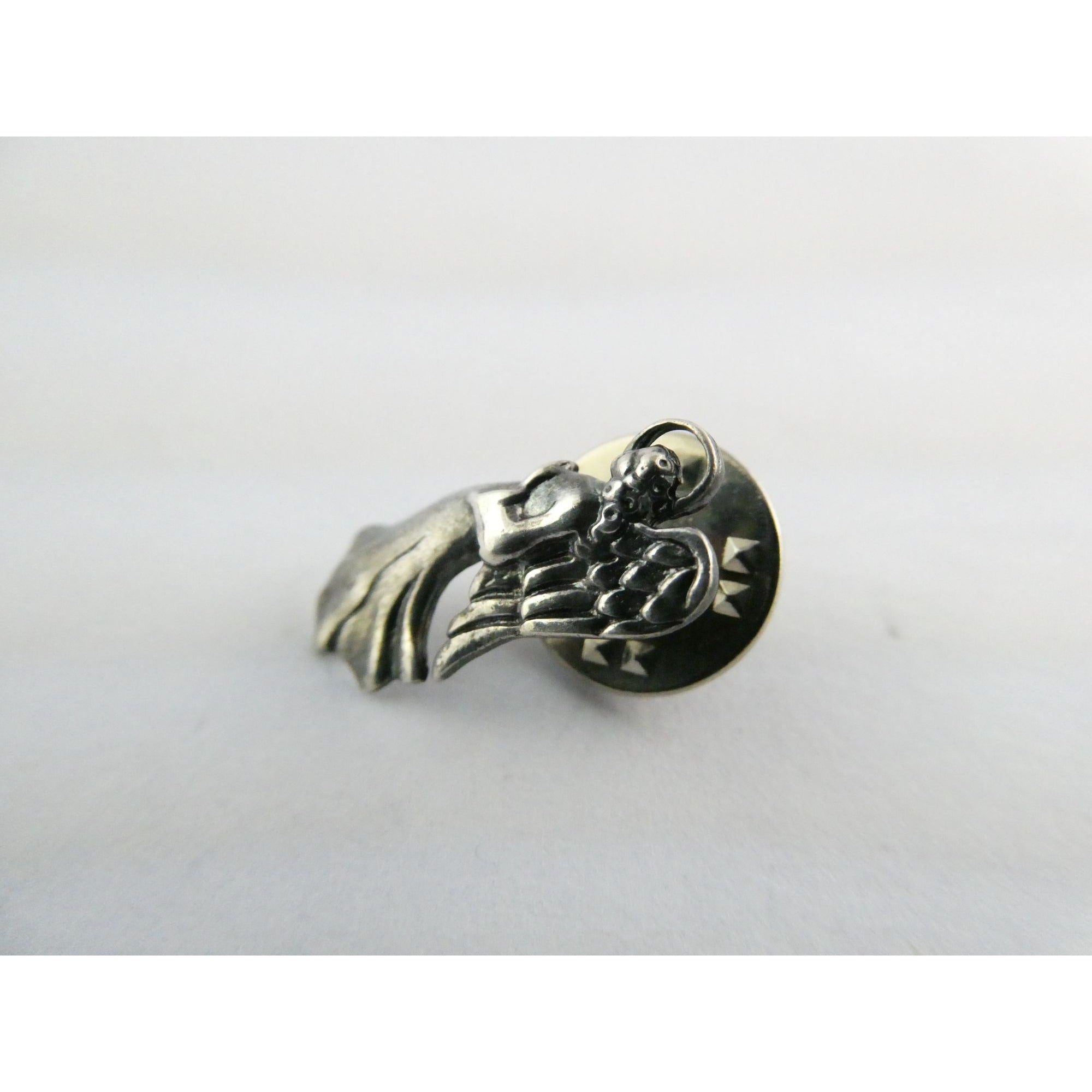 Vintage Sterling Silver Praying Guardian Angel Lapel Pin 1.7g 20mm Length