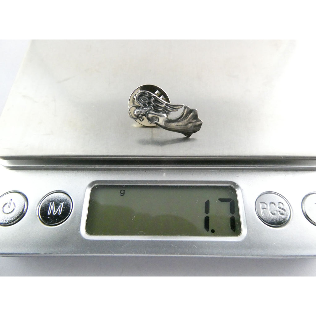Vintage Sterling Silver Praying Guardian Angel Lapel Pin 1.7g 20mm Length