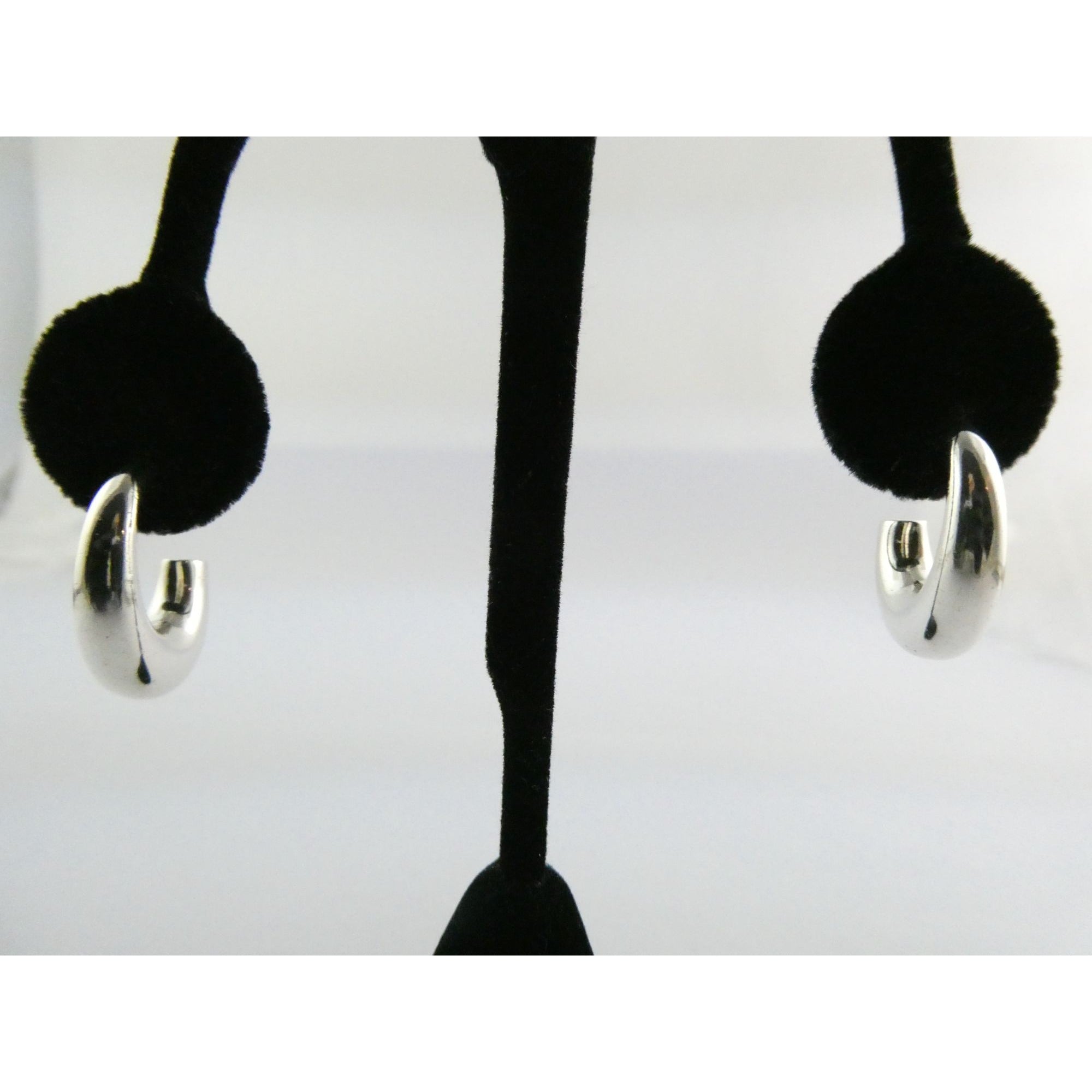 Tiffany and Co Sterling Silver Half Hoop Earrings 6.1g Weight 25mm Length