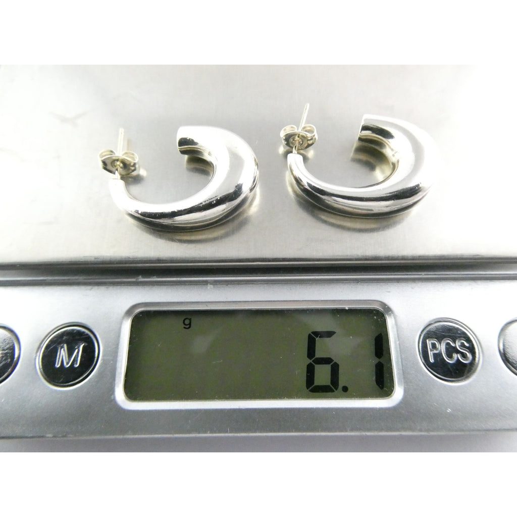 Tiffany and Co Sterling Silver Half Hoop Earrings 6.1g Weight 25mm Length
