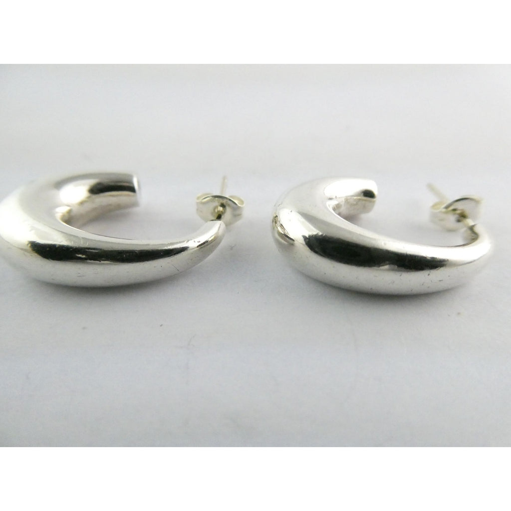 Tiffany and Co Sterling Silver Half Hoop Earrings 6.1g Weight 25mm Length