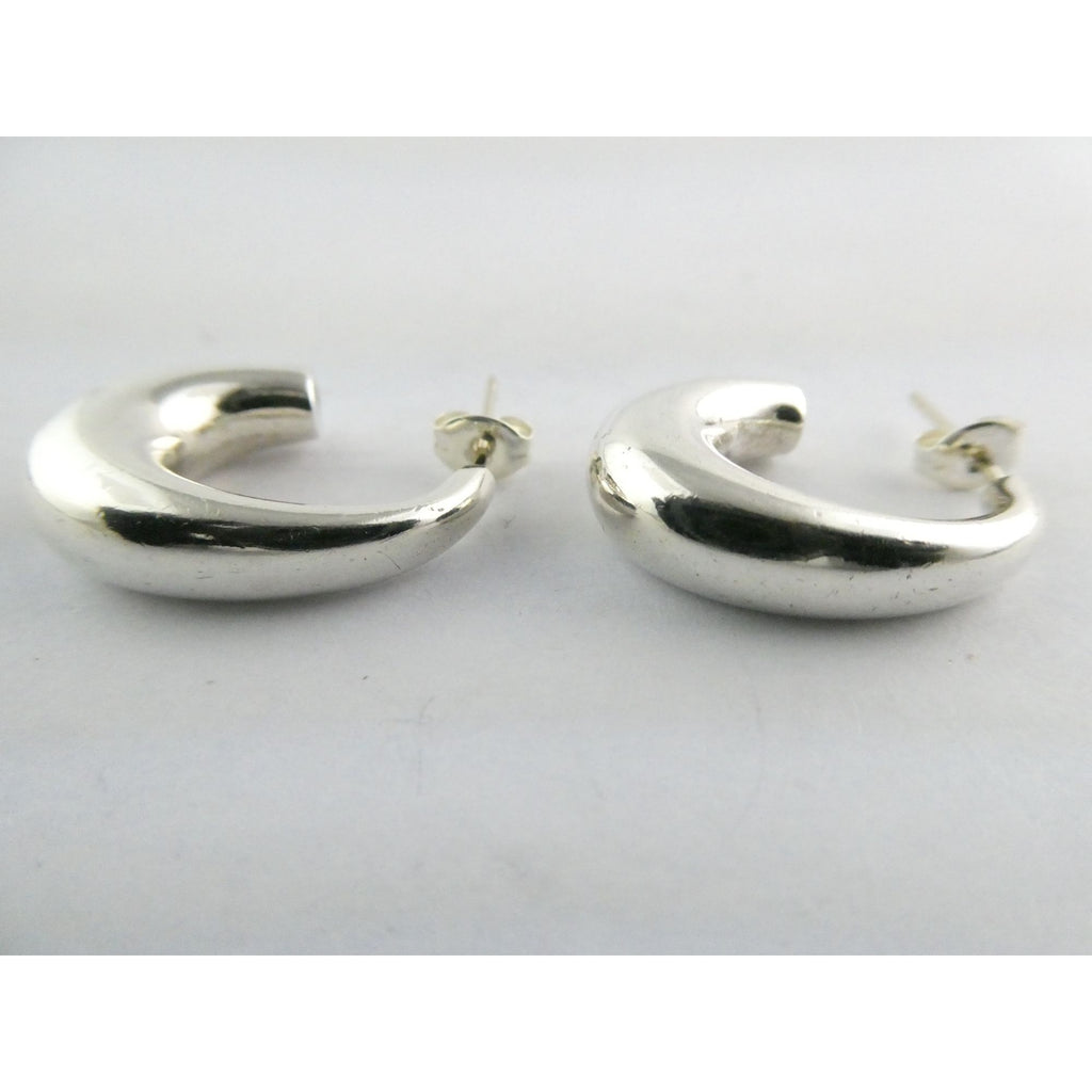 Tiffany and Co Sterling Silver Half Hoop Earrings 6.1g Weight 25mm Length