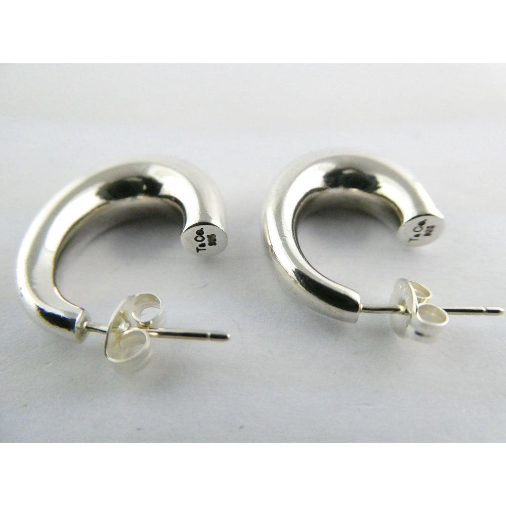Tiffany and Co Sterling Silver Half Hoop Earrings 6.1g Weight 25mm Length