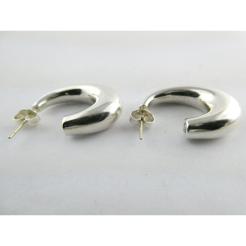 Tiffany and Co Sterling Silver Half Hoop Earrings 6.1g Weight 25mm Length