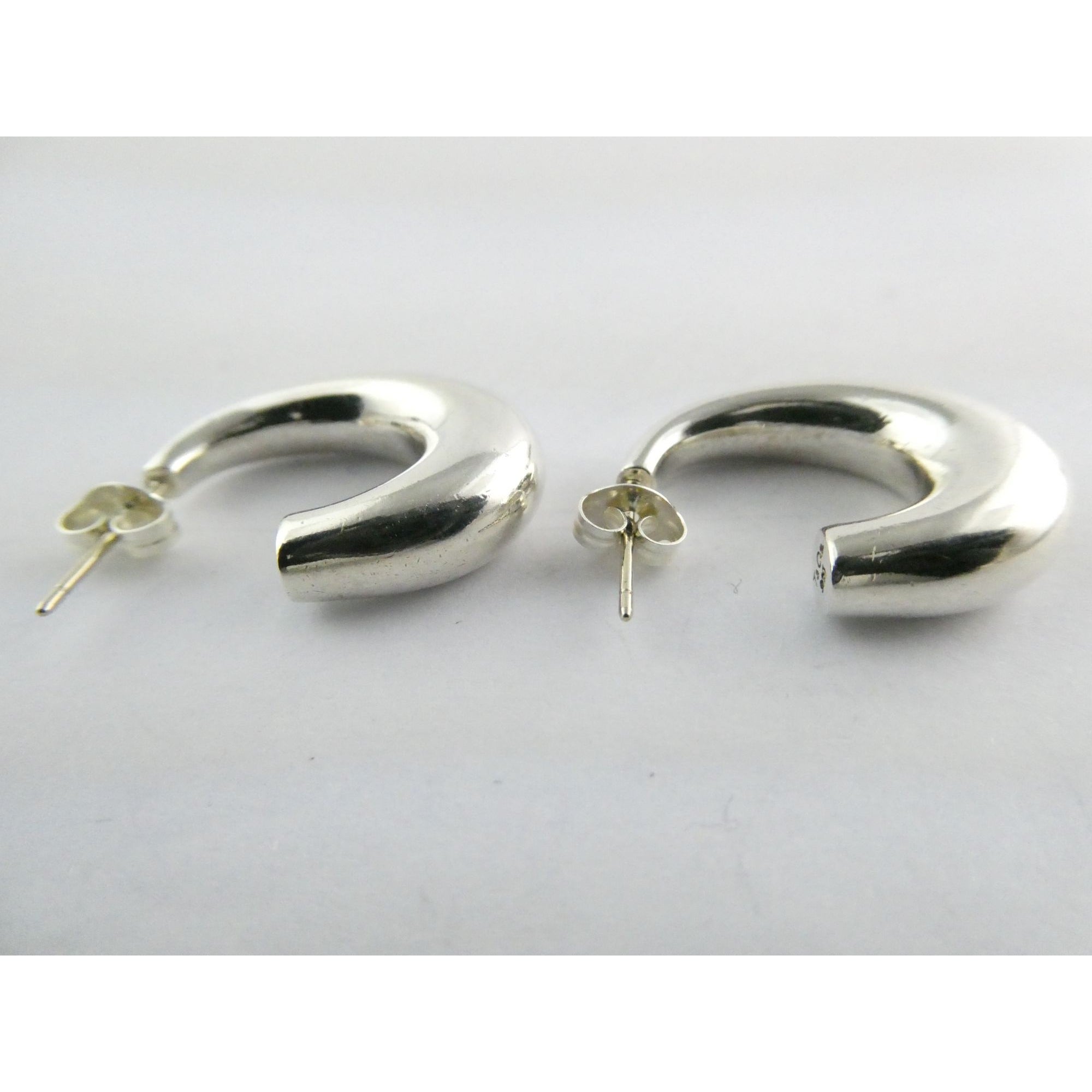 Tiffany and Co Sterling Silver Half Hoop Earrings 6.1g Weight 25mm Length