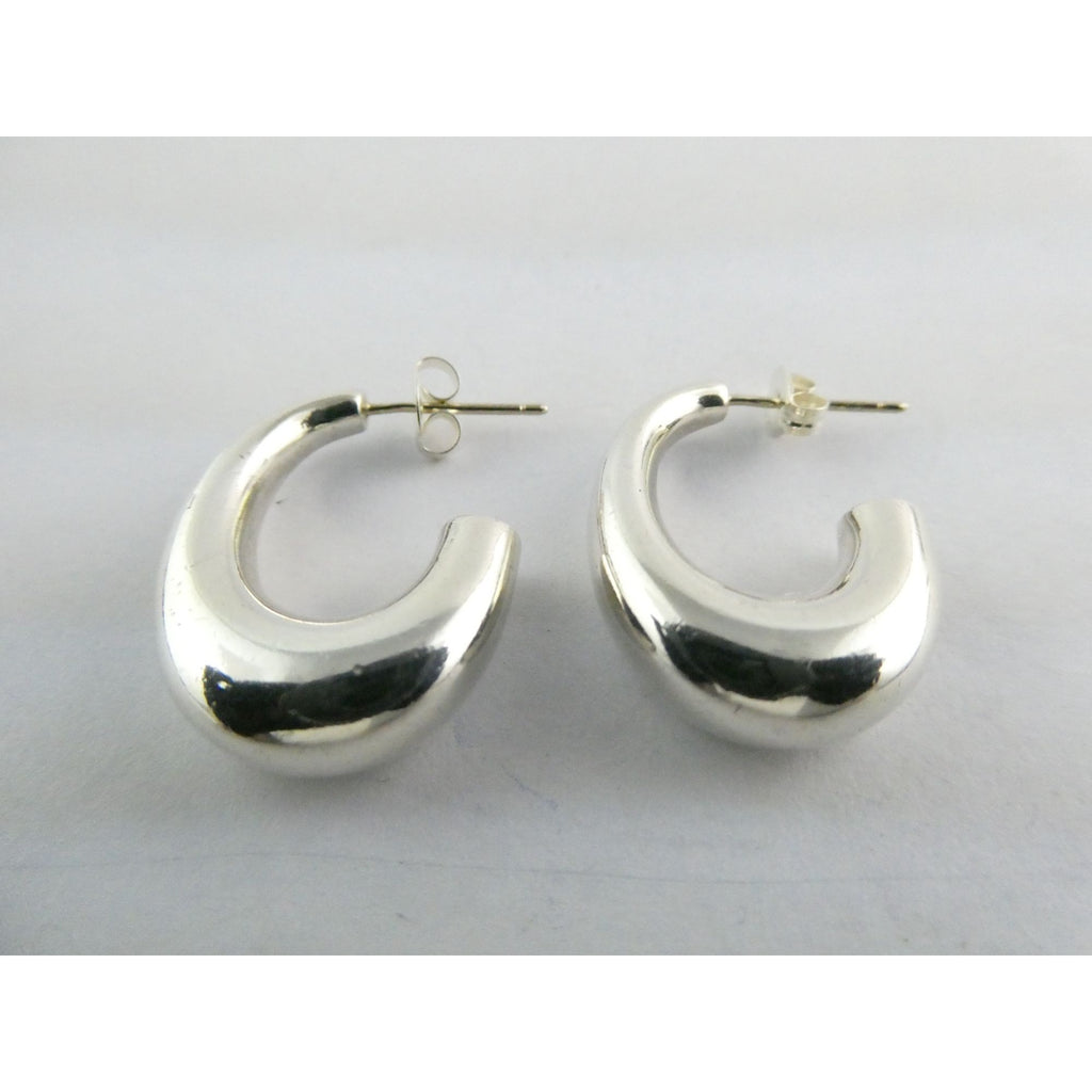 Tiffany and Co Sterling Silver Half Hoop Earrings 6.1g Weight 25mm Length