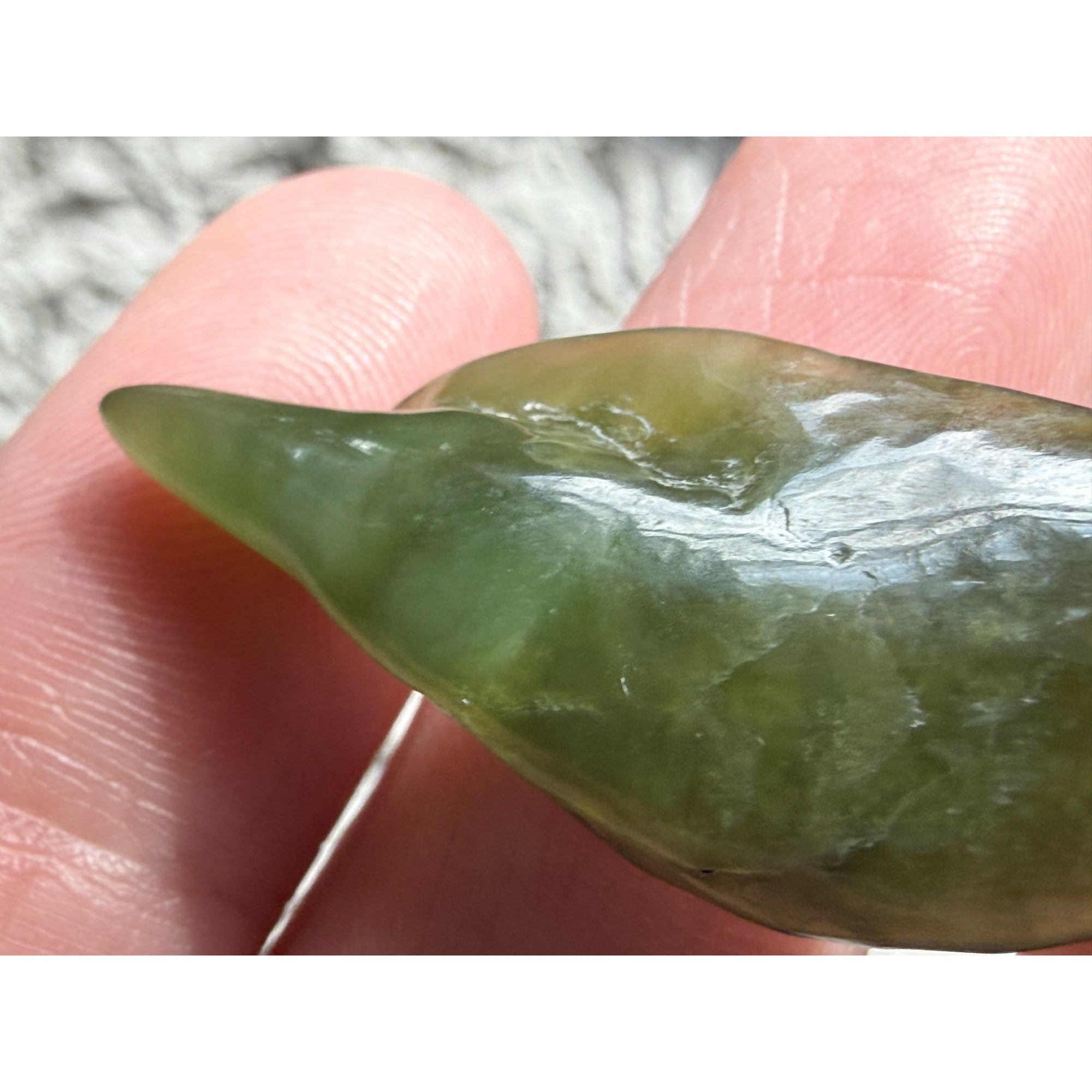 Polished Freeform African Jade Piece Specimen 4.6g Weight 1 5/8 Inch Max Length
