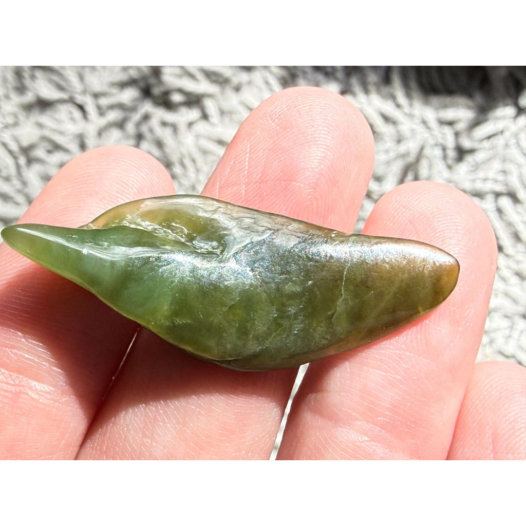 Polished Freeform African Jade Piece Specimen 4.6g Weight 1 5/8 Inch Max Length