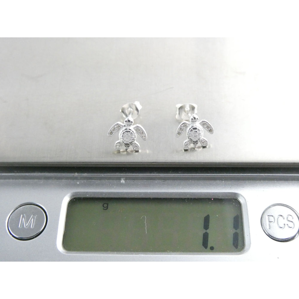 Sterling Silver Figural Sea Turtle Stud Earrings 1.1g 8mm Length NEW and UNUSED