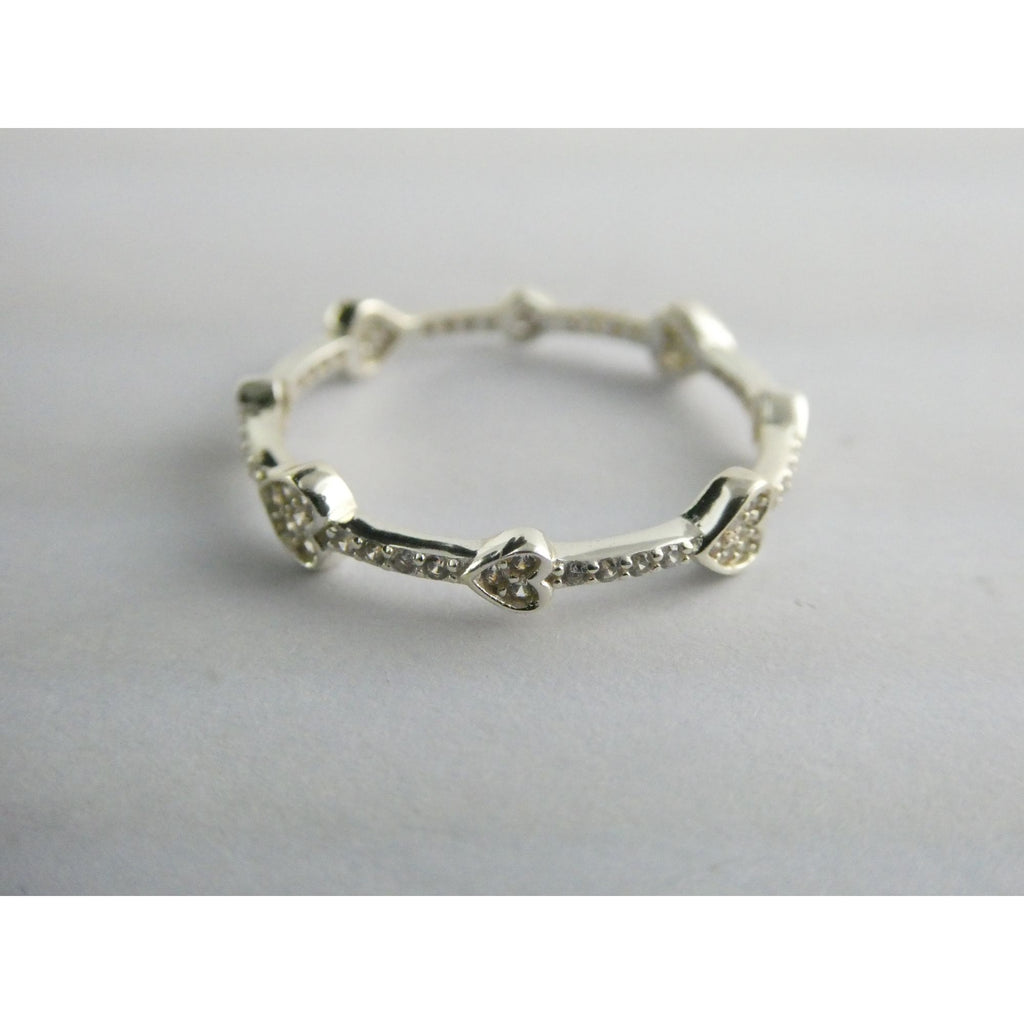 Sterling Silver Infinity Hearts Band Ring Size 11 Weighs 1.7 Grams