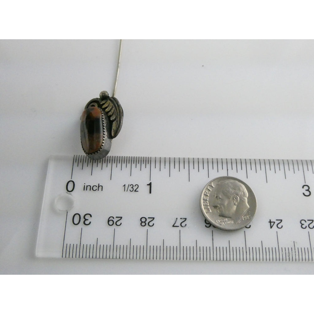 Tom or Julius Ahasteen NA Navajo Sterling Silver Agate Stick Pin 4.2g 2.75 Inch