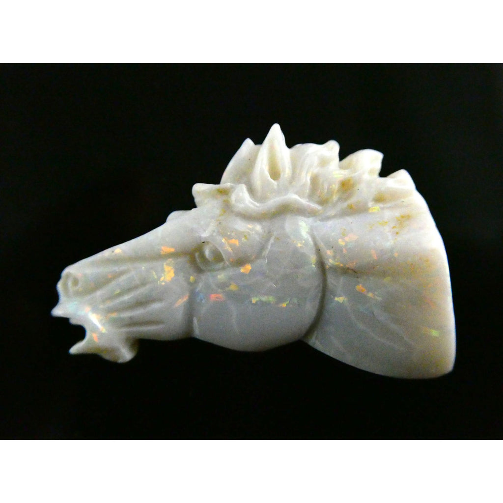 Carved Natural Opal Horse Head Specimen 2.2g Weight 11.3 Carats 26mm Length