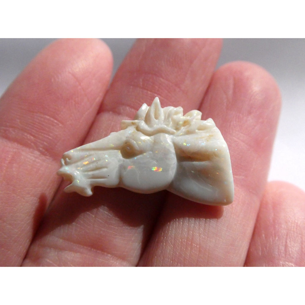 Carved Natural Opal Horse Head Specimen 2.2g Weight 11.3 Carats 26mm Length