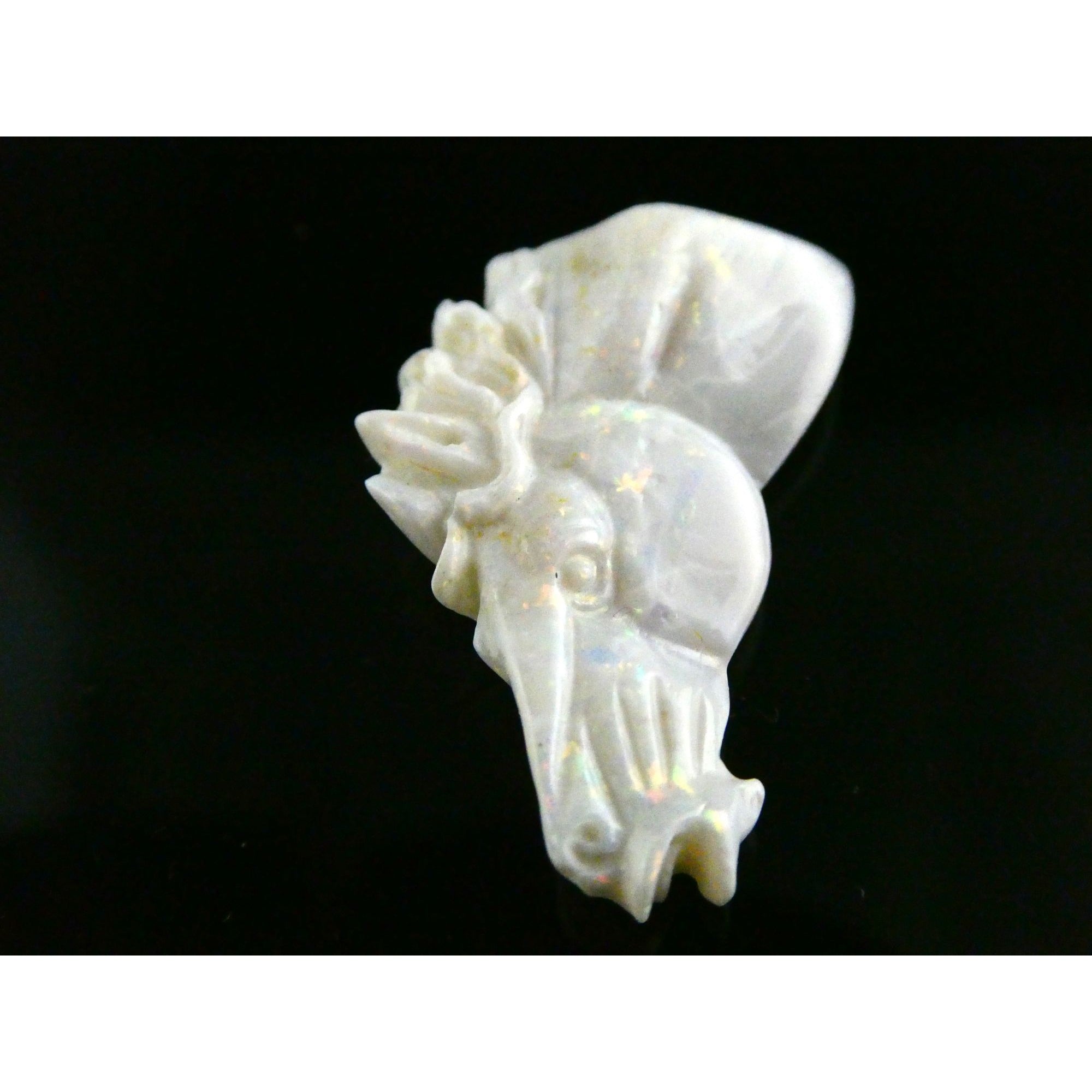 Carved Natural Opal Horse Head Specimen 2.2g Weight 11.3 Carats 26mm Length