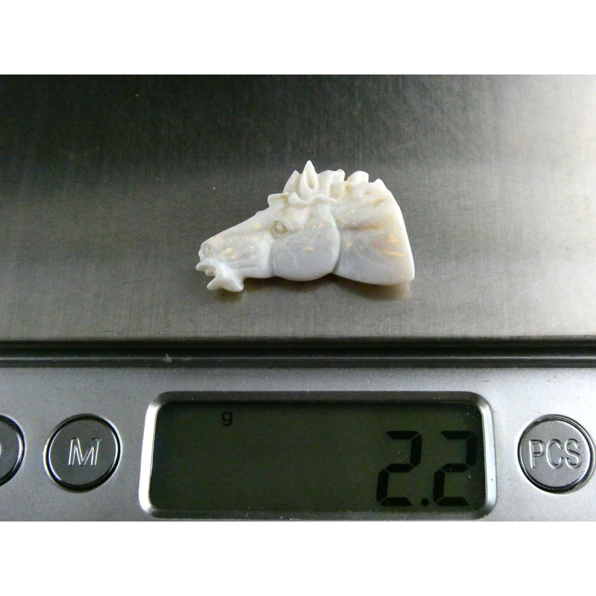 Carved Natural Opal Horse Head Specimen 2.2g Weight 11.3 Carats 26mm Length