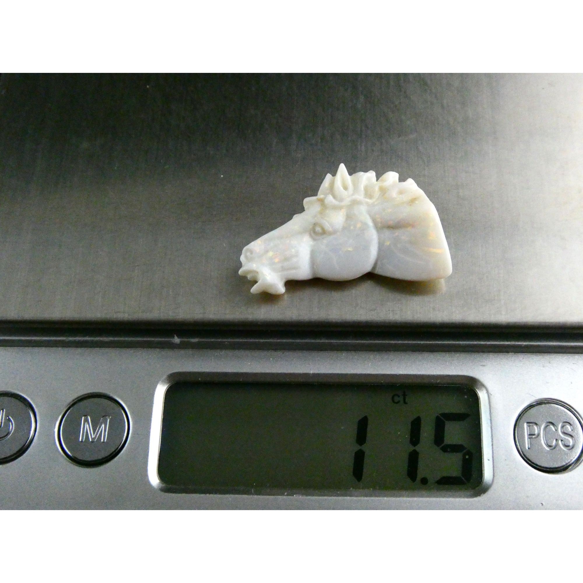 Carved Natural Opal Horse Head Specimen 2.2g Weight 11.3 Carats 26mm Length