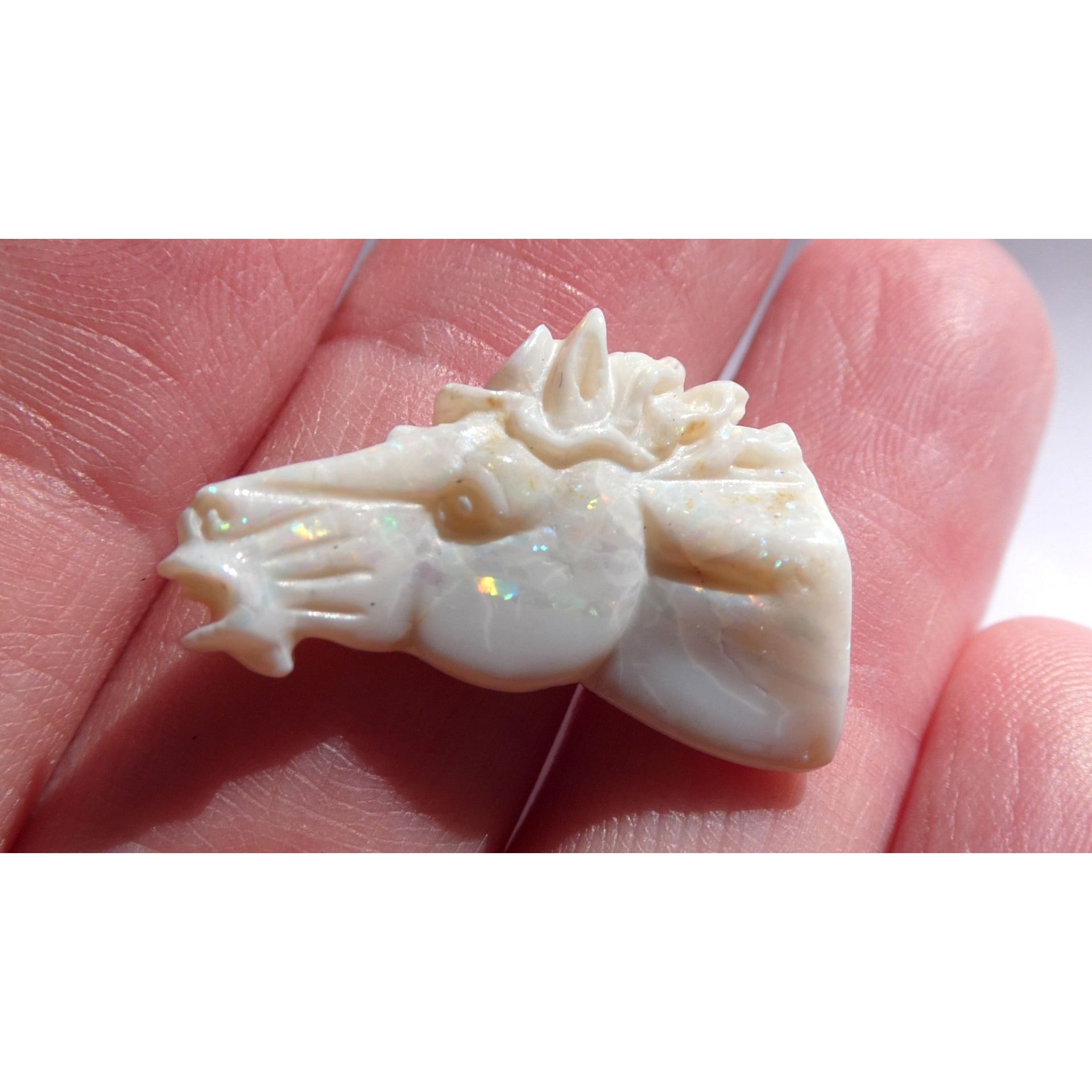 Carved Natural Opal Horse Head Specimen 2.2g Weight 11.3 Carats 26mm Length