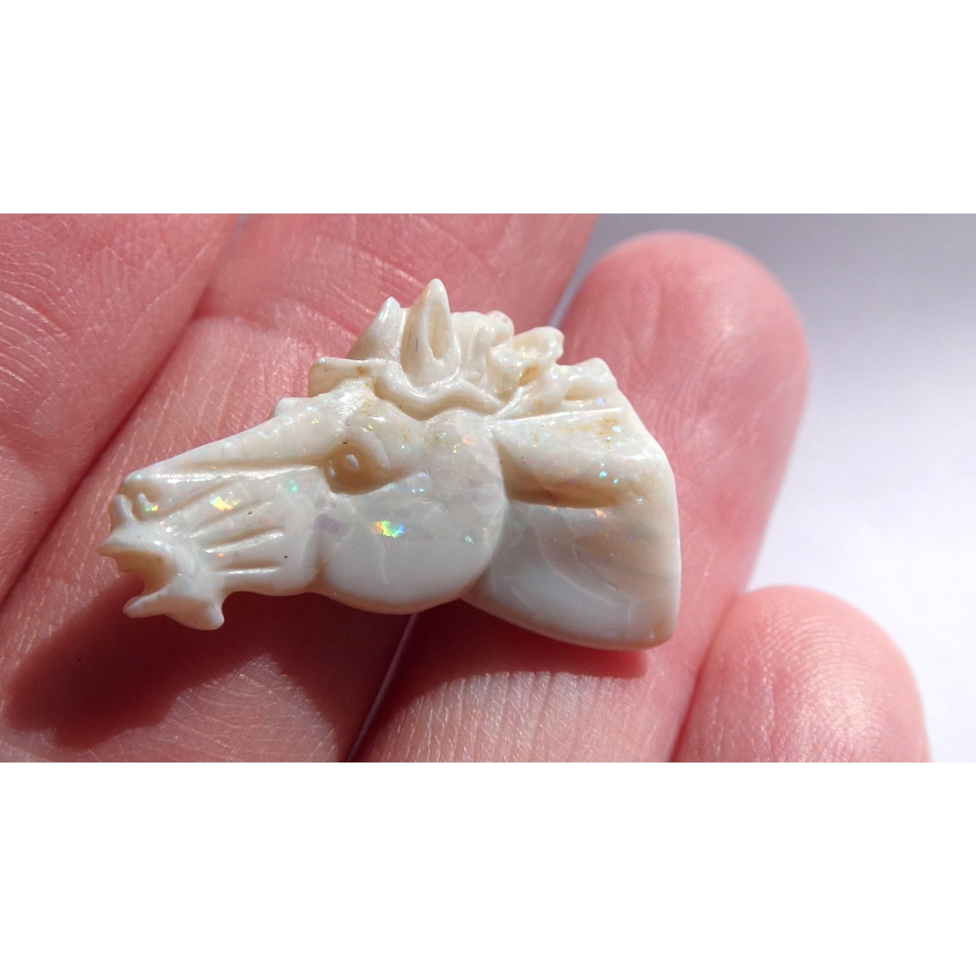 Carved Natural Opal Horse Head Specimen 2.2g Weight 11.3 Carats 26mm Length