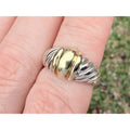 Vintage David Yurman Sterling Silver 14k Yellow Gold Cable Shrimp Ring Size 5.75