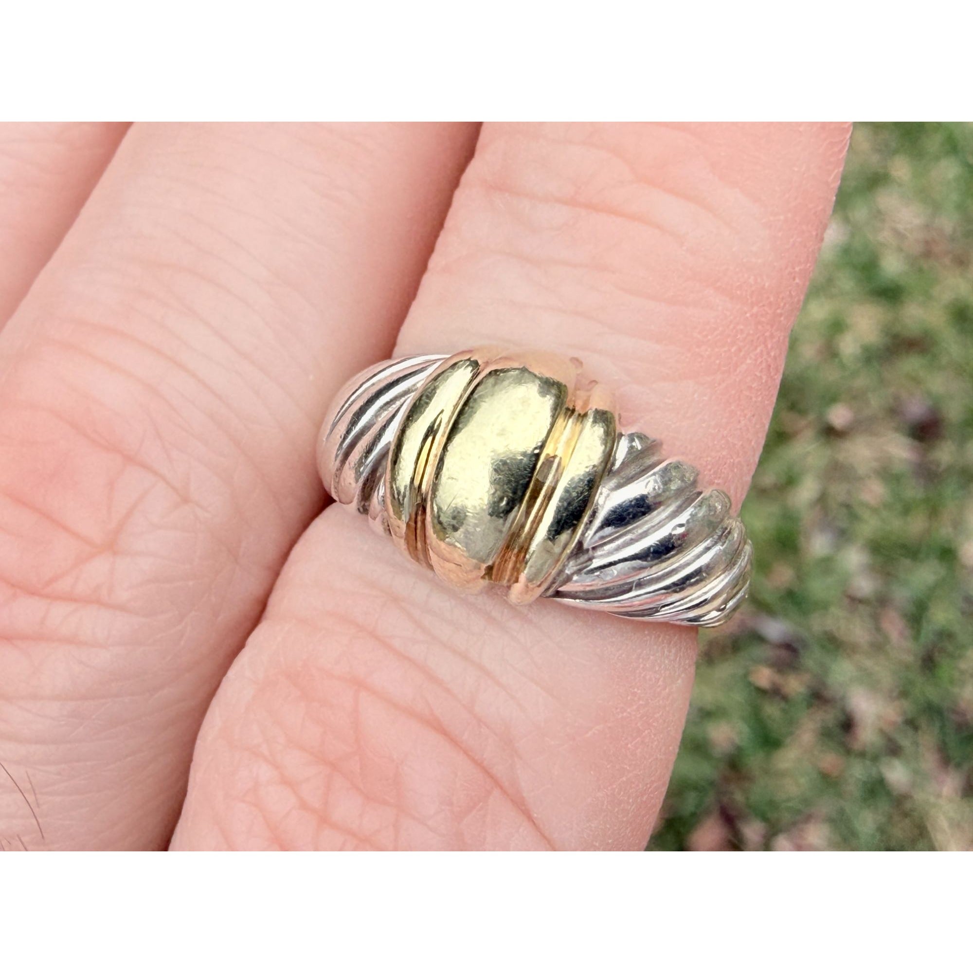 Vintage David Yurman Sterling Silver 14k Yellow Gold Cable Shrimp Ring Size 5.75