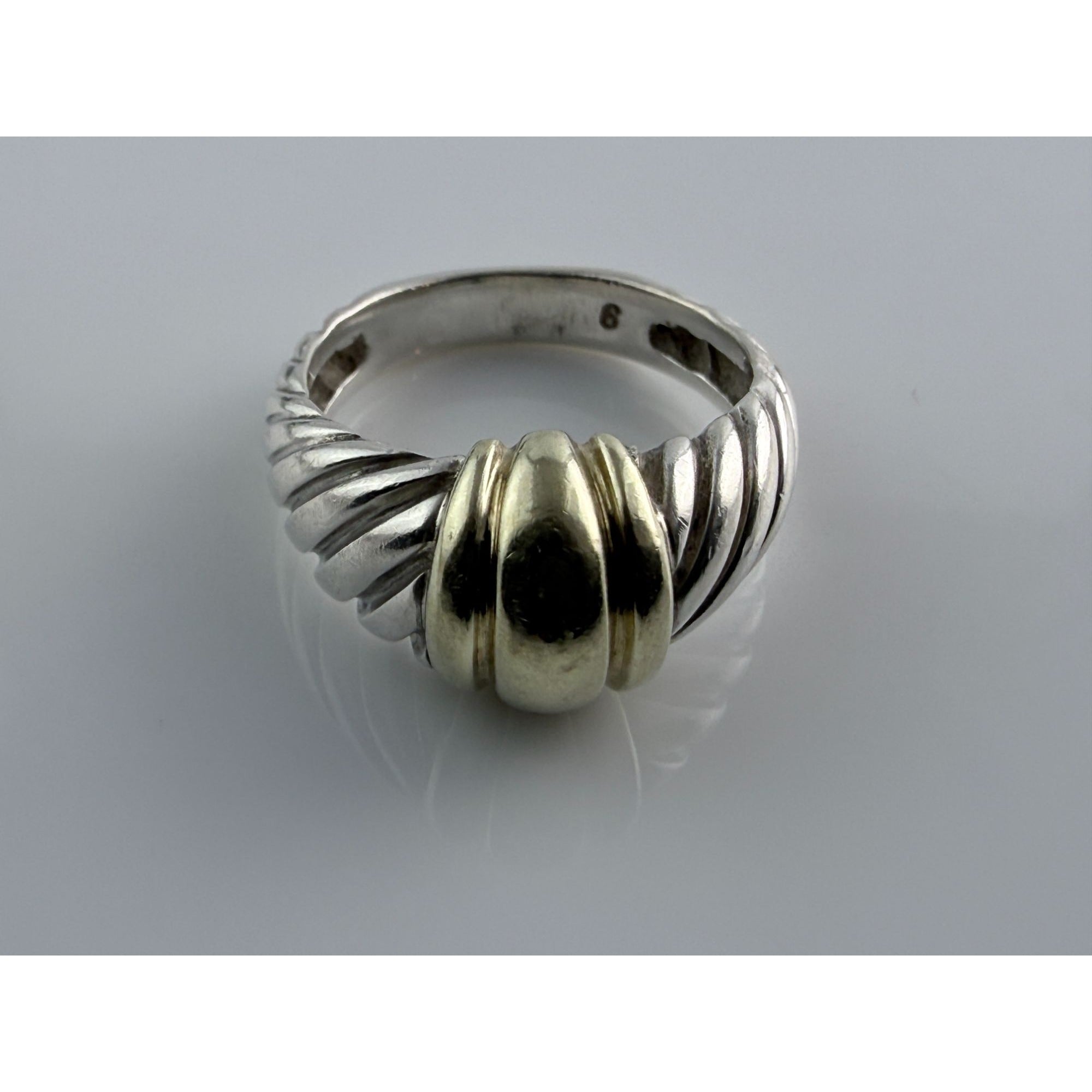 Vintage David Yurman Sterling Silver 14k Yellow Gold Cable Shrimp Ring Size 5.75