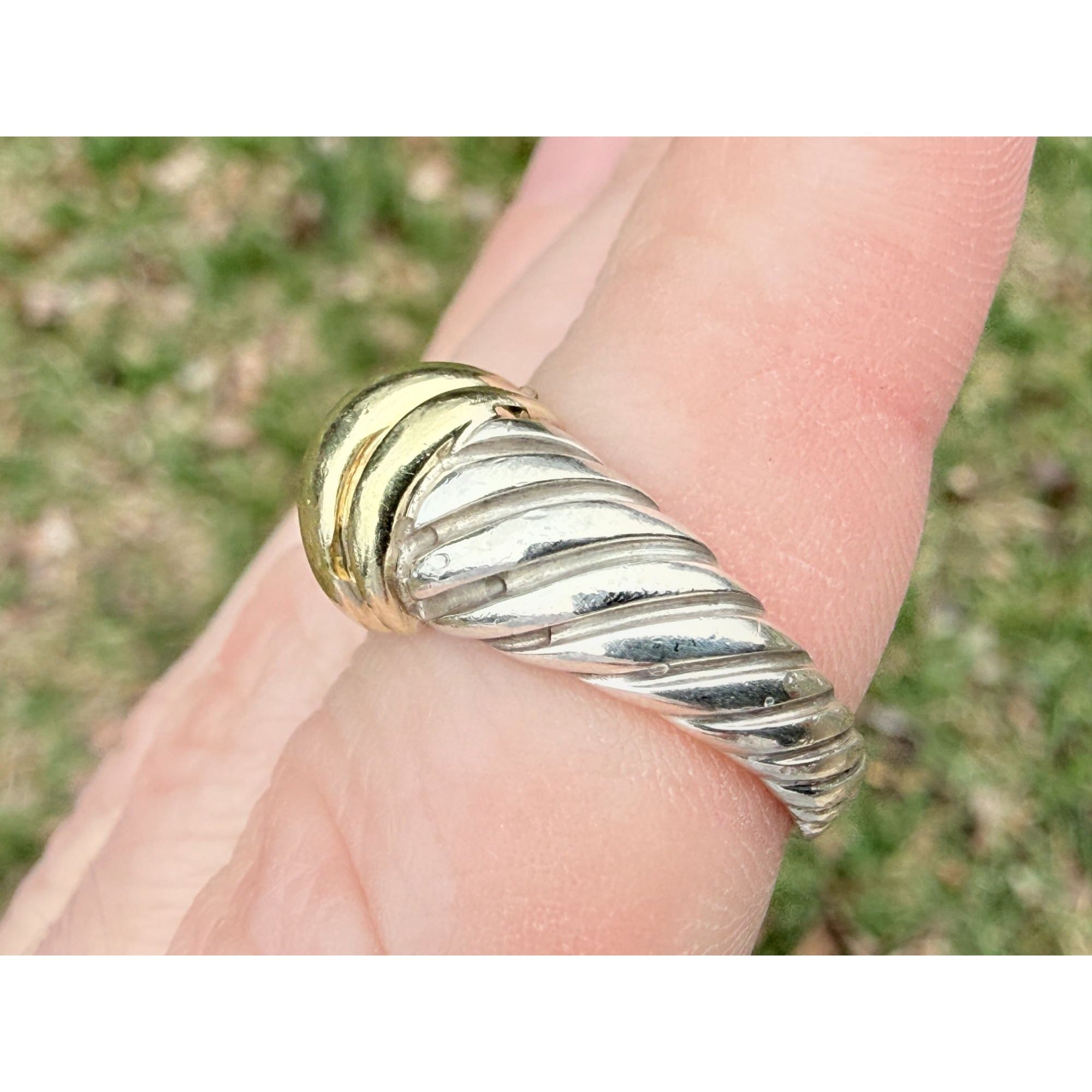 Vintage David Yurman Sterling Silver 14k Yellow Gold Cable Shrimp Ring Size 5.75