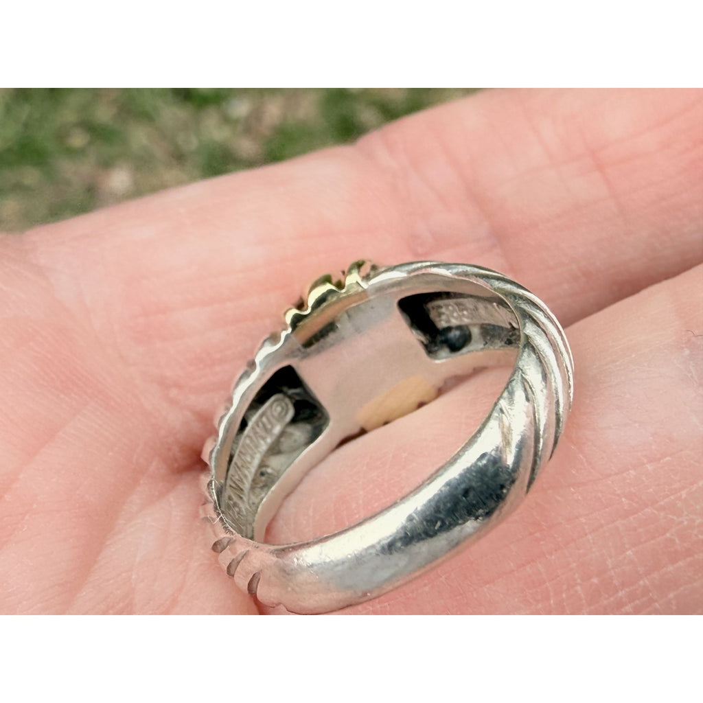 Vintage David Yurman Sterling Silver 14k Yellow Gold Cable Shrimp Ring Size 5.75