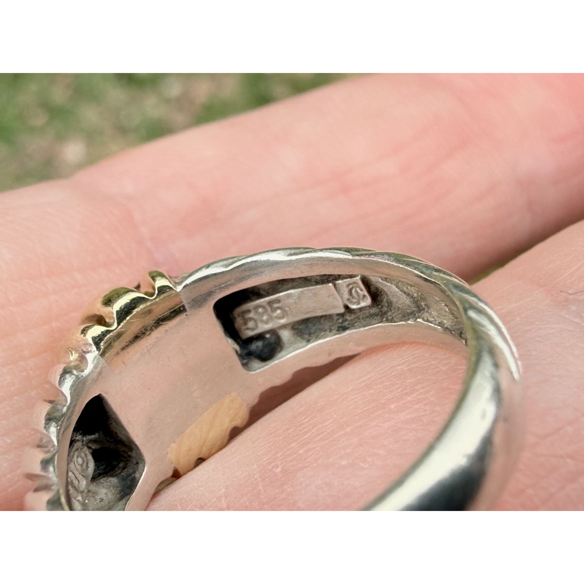 Vintage David Yurman Sterling Silver 14k Yellow Gold Cable Shrimp Ring Size 5.75