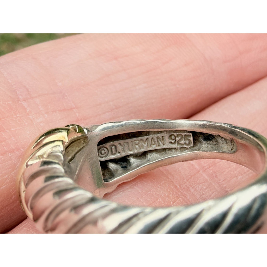Vintage David Yurman Sterling Silver 14k Yellow Gold Cable Shrimp Ring Size 5.75