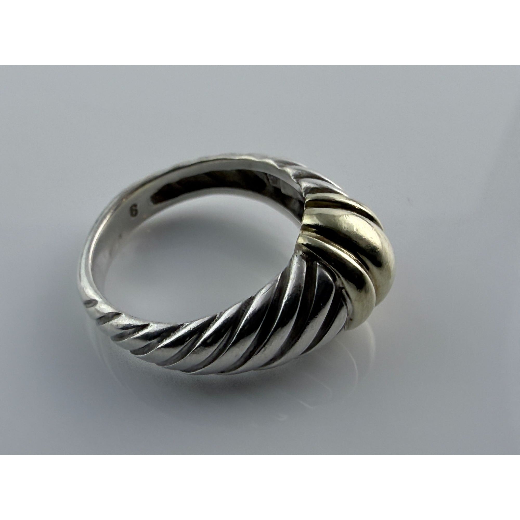 Vintage David Yurman Sterling Silver 14k Yellow Gold Cable Shrimp Ring Size 5.75