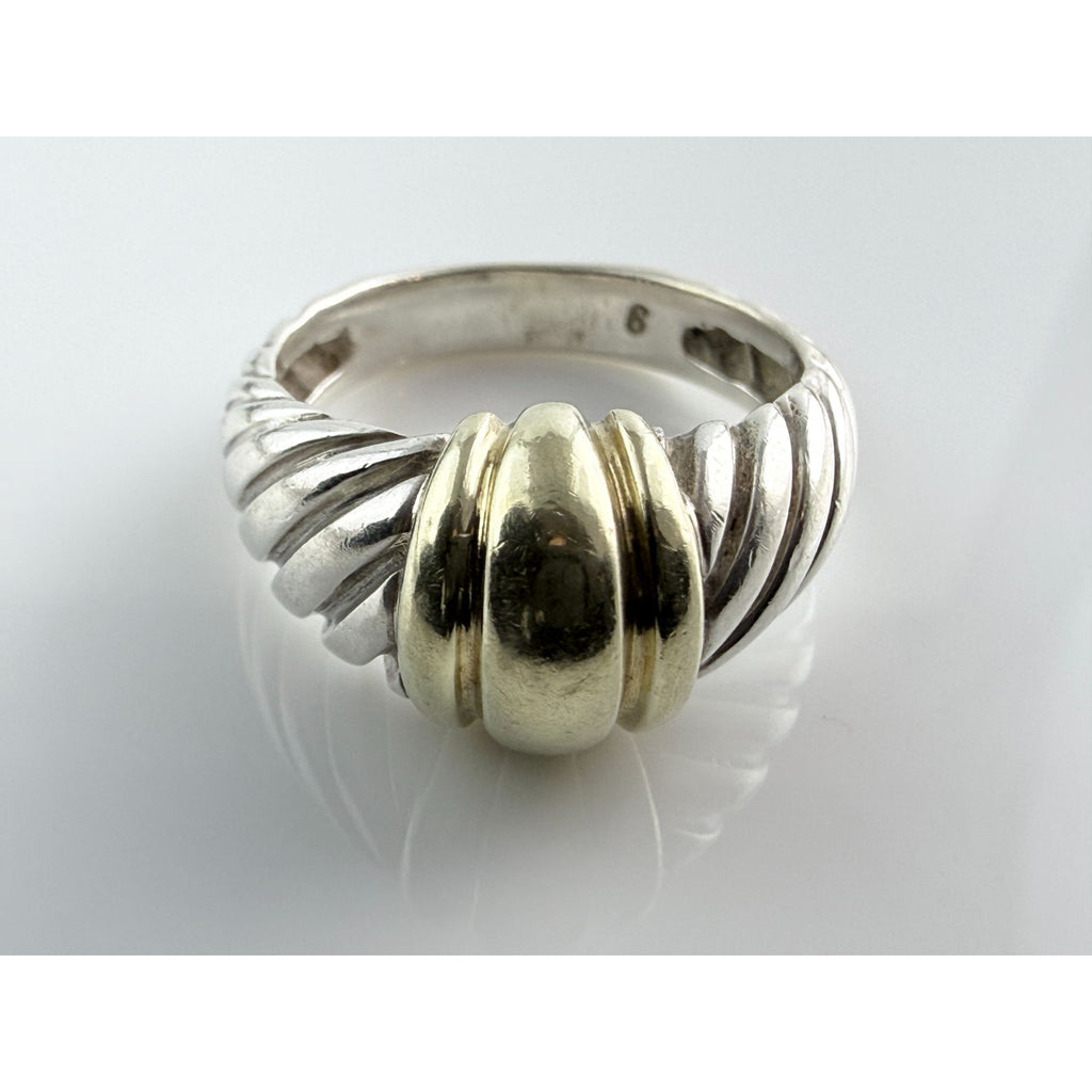 Vintage David Yurman Sterling Silver 14k Yellow Gold Cable Shrimp Ring Size 5.75